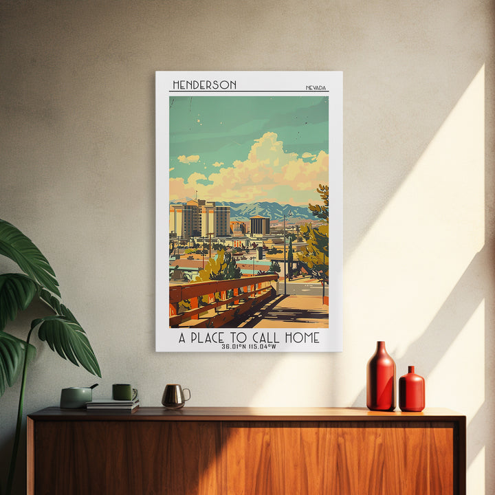 Henderson Nevada Travel Poster, Canvas Print, City Travel Poster, Vintage City Poster, Poster Print, Landscape Art, Gallery Wall Set