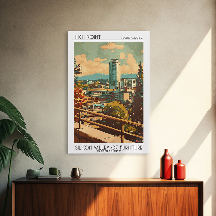 High Point Travel Poster, Framed Canvas Print, Travel Art Print, Modern Wall Decor, Retro Travel Poster, Wall Art, Travel Wall Decor