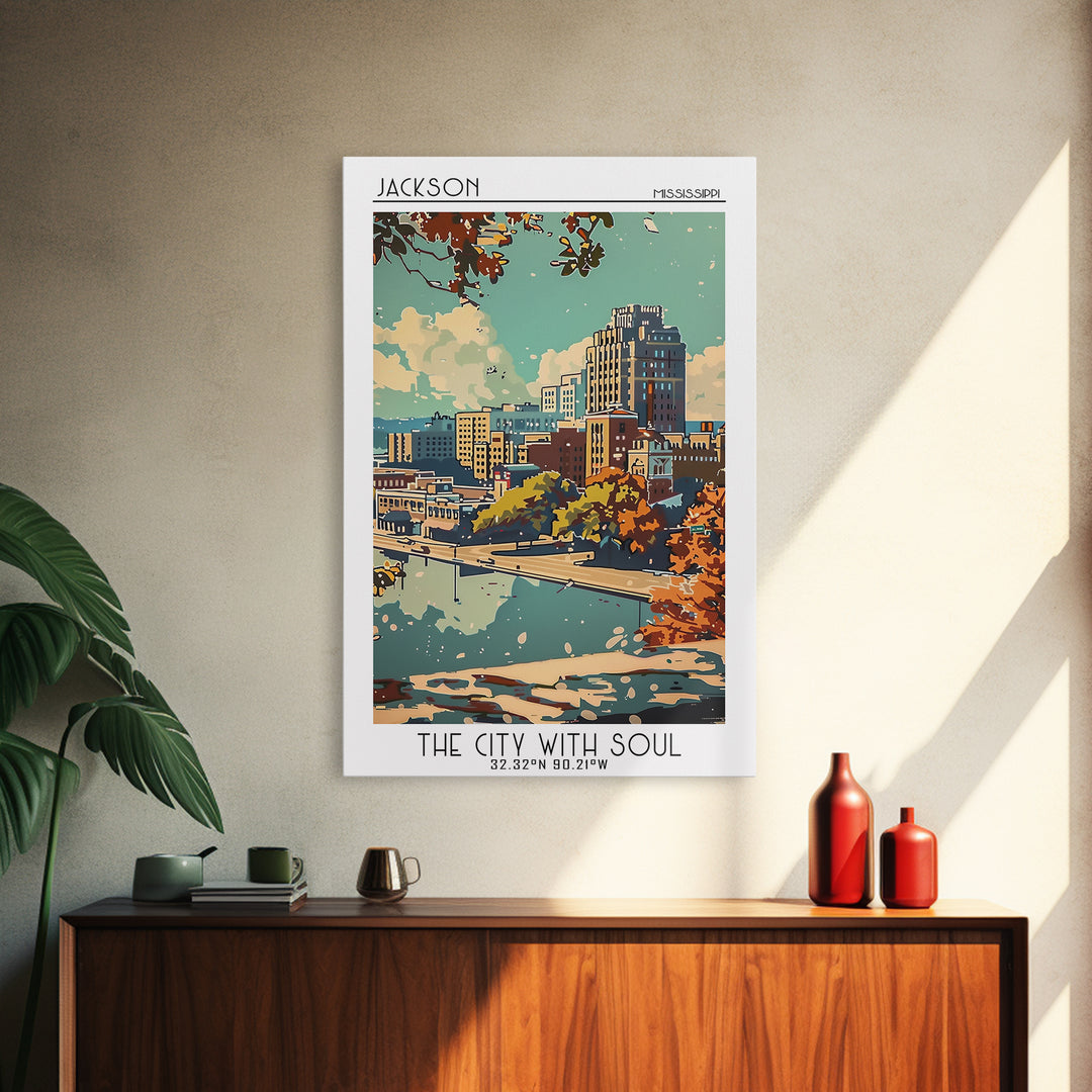 Jackson Travel Poster, Canvas Print, Travel Prints, Landscape Art, Poster Art, City Illustration, Vintage Travel Art, Vintage Poster
