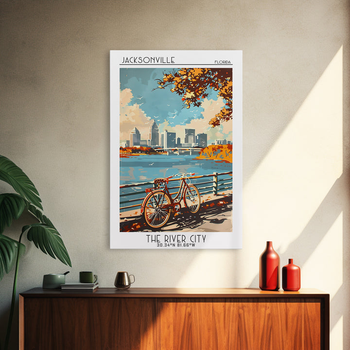 Jacksonville Travel Poster, Canvas Print, City Art Print, Travel Wall Art, City Travel Poster, Vintage Travel Art, City Illustration