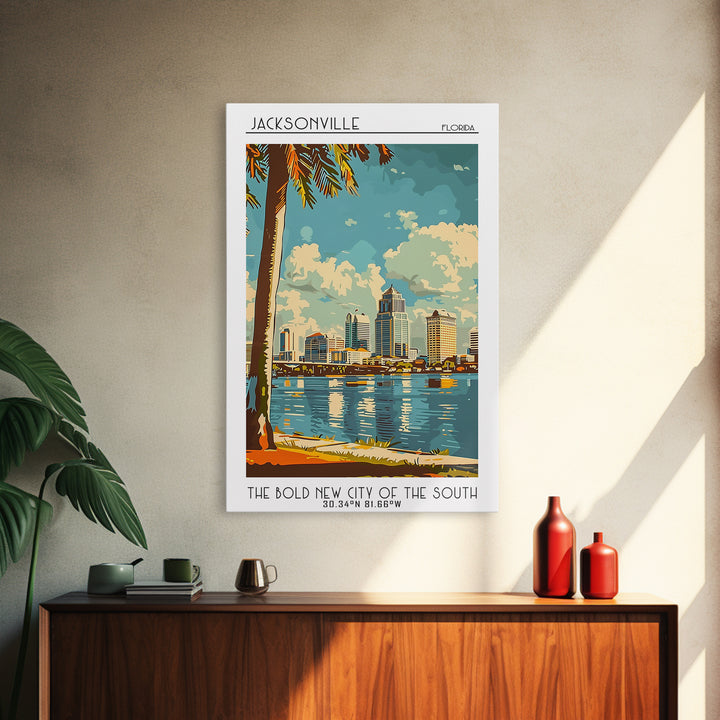 Jacksonville Florida Travel Poster, Framed Canvas Print, Travel Wall Decor, Minimalist Poster, City Travel Poster, Home Office Decor