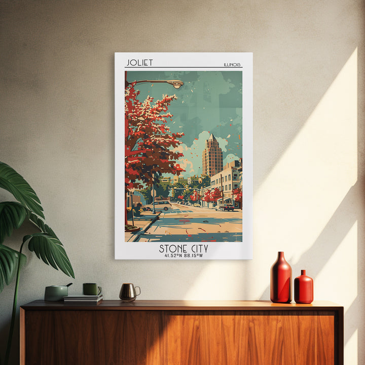 Joliet Illinois Travel Poster, Canvas Print, Poster Print, Travel Wall Art, Wanderlust Gift, Home Office Decor, Mid Century Wall Art