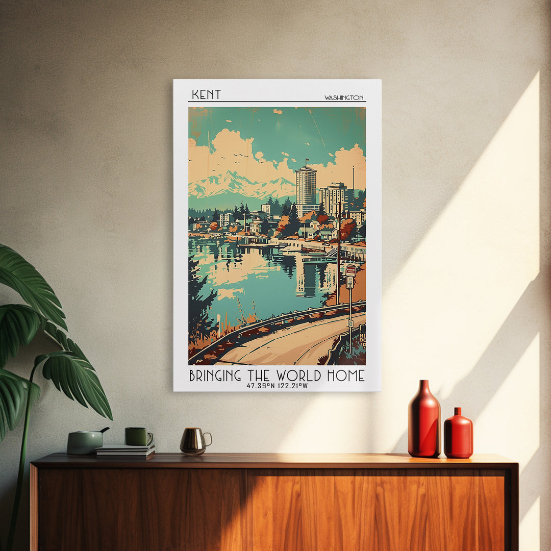 Kent Washington Travel Poster, Canvas Print, Retro Wall Art, Travel Print, Living Room Wall Art, Modern Wall Decor, Gallery Wall Set