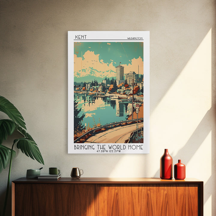 Kent Washington Travel Poster, Canvas Print, Retro Wall Art, Travel Print, Living Room Wall Art, Modern Wall Decor, Gallery Wall Set