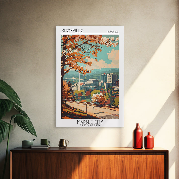 Knoxville Travel Poster, Framed Canvas Print, City Art Print, Travel Wall Art, Vintage Posters, Living Room Wall Art, Retro Wall Art
