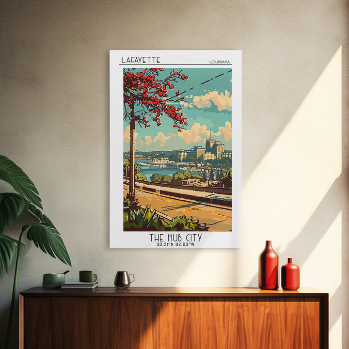 Lafayette Travel Poster, Framed Canvas Print, Travel Wall Art, City Wall Art, Retro Wall Art, Gallery Wall Set, Living Room Wall Art