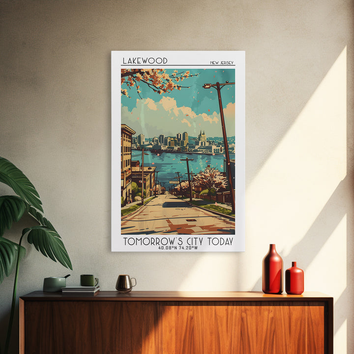 Lakewood New Jersey Travel Poster, Framed Canvas Print, City Travel Poster, Vintage City Poster, Fine Art Print, Retro Travel Poster
