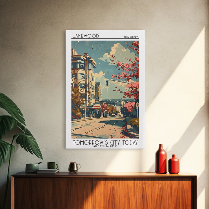 Lakewood New Jersey Travel Poster, Framed Canvas Print, Retro Wall Art, Travel Print, Vintage Travel Art, Poster Art, Fine Art Print