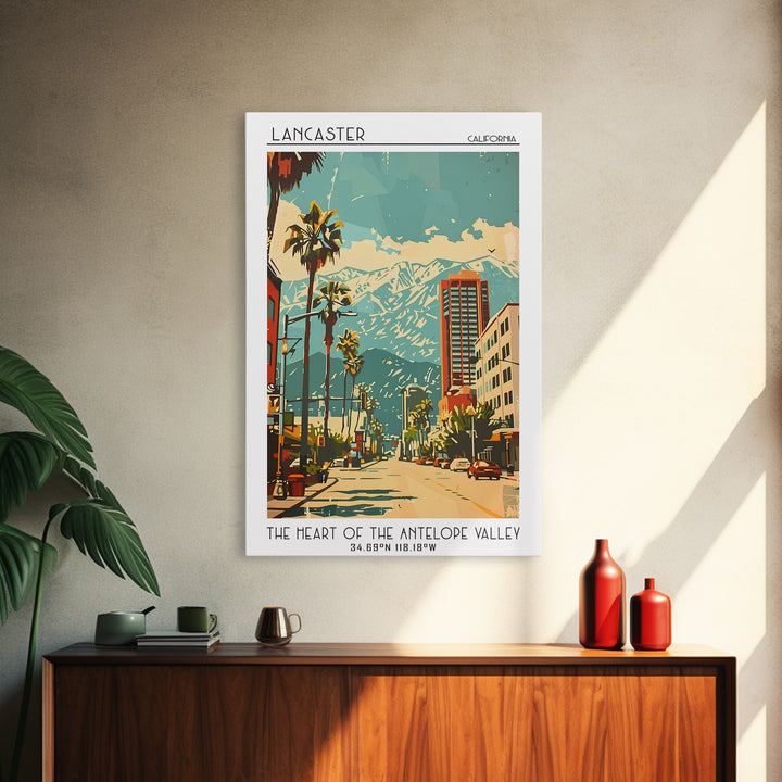Lancaster California Travel Poster, Framed Canvas Print, Poster Print, Travel Wall Art, Travel Decor, Travel Print, Gallery Wall Set