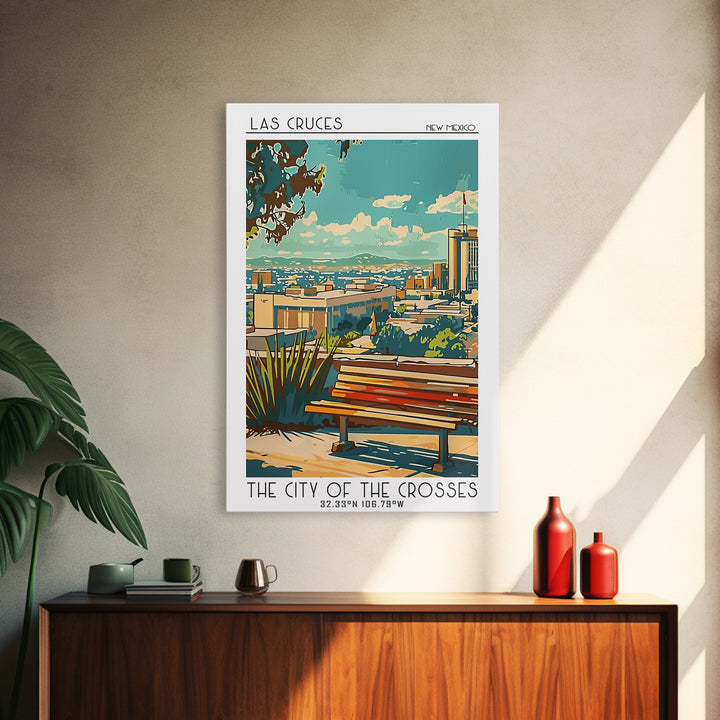 Las Cruces Travel Poster, Canvas Print, Retro Travel Poster, City Wall Art, Retro Travel Print, City Art Print, Watercolor Cityscape