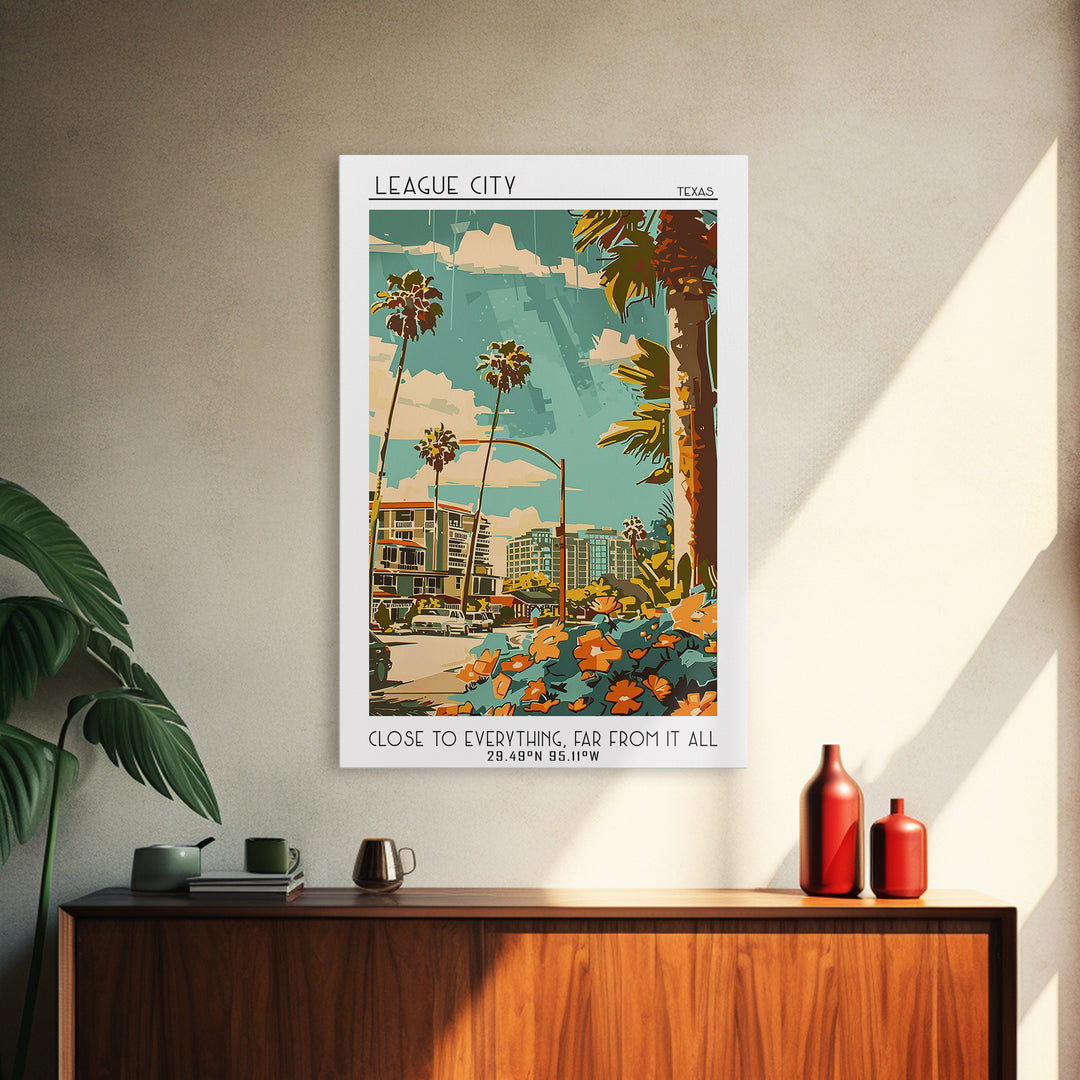 League City Travel Poster, Canvas Print, Poster Print, Travel Wall Art, Poster Art, Landscape Art, Colorful Wall Art, City Art Print