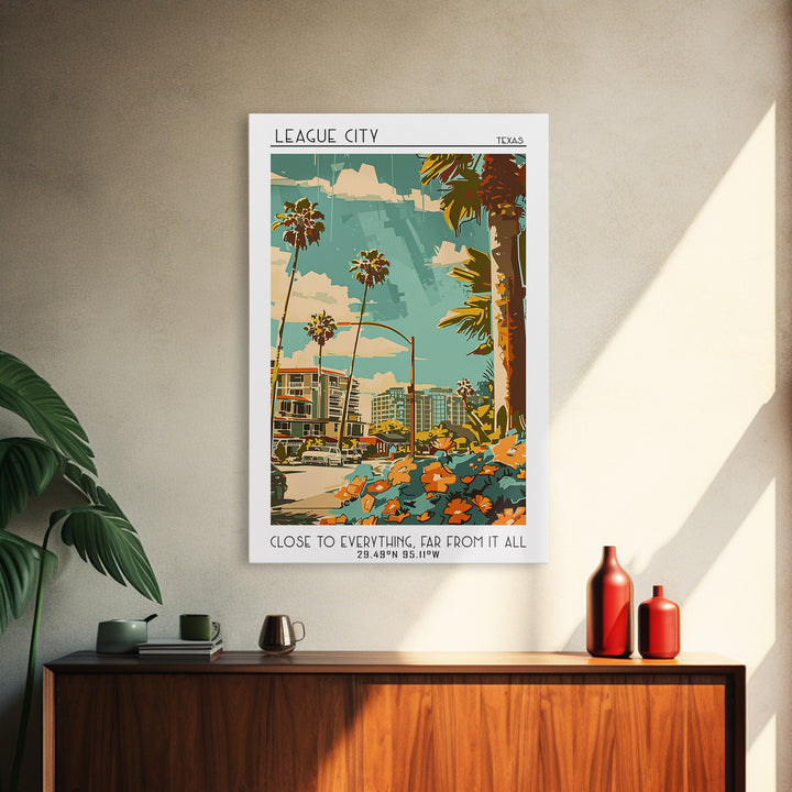 League City Travel Poster, Canvas Print, Poster Print, Travel Wall Art, Poster Art, Landscape Art, Colorful Wall Art, City Art Print