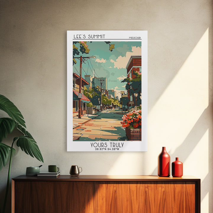 Lees Summit Missouri Travel Poster, Framed Canvas Print, City Travel Poster, Vintage City Poster, Landscape Art, Retro Travel Poster