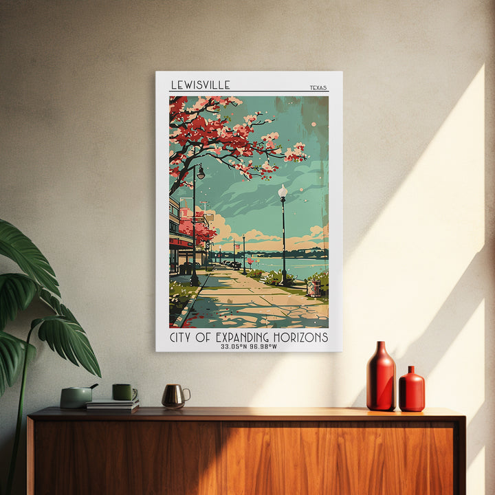 Lewisville Texas Travel Poster, Canvas Print, City Travel Poster, Vintage City Poster, Retro Wall Art, Vintage Poster, City Wall Art
