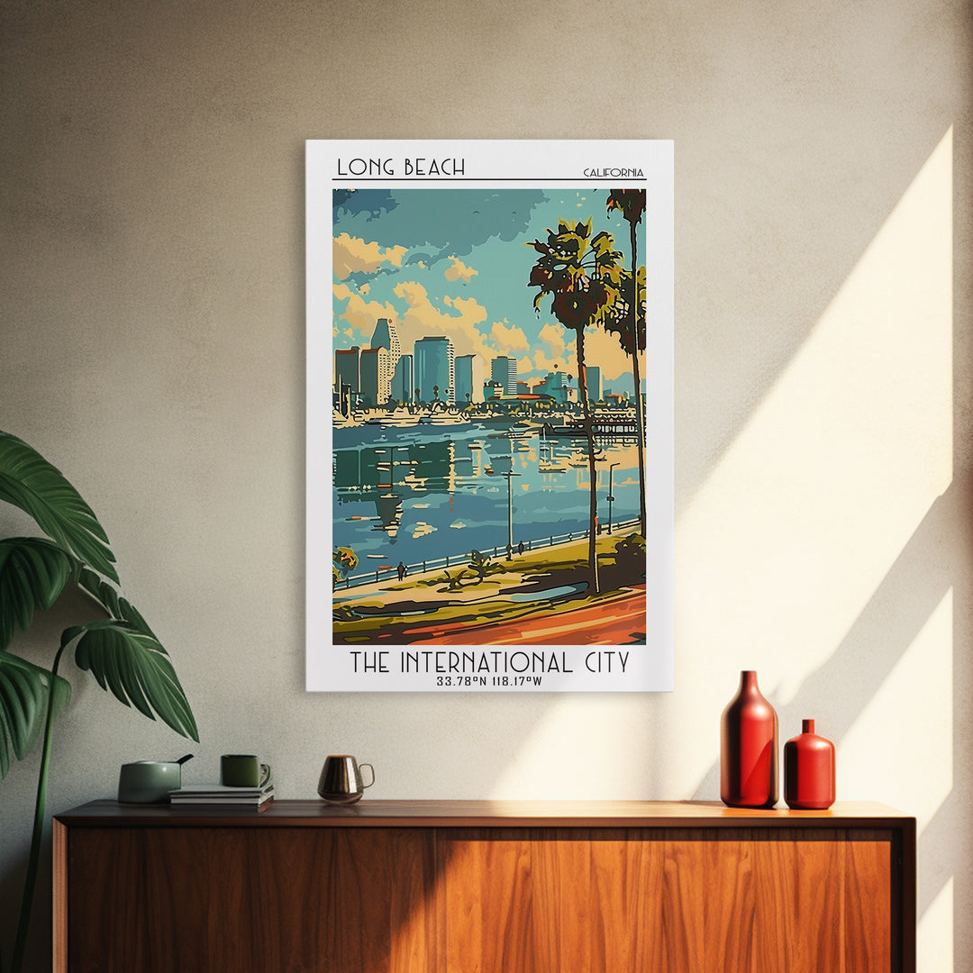 Long Beach California Travel Poster, Canvas Print, City Travel Poster, Vintage City Poster, City Wall Art, Art Print, Retro Wall Art