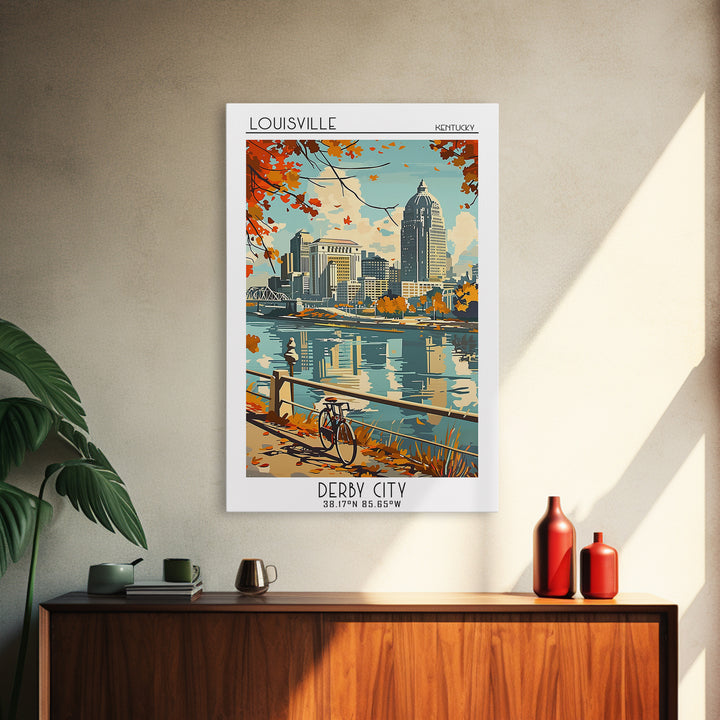 Louisville Kentucky Travel Poster, Framed Canvas Print, City Travel Poster, Travel Wall Decor, Living Room Wall Art, Wanderlust Gift