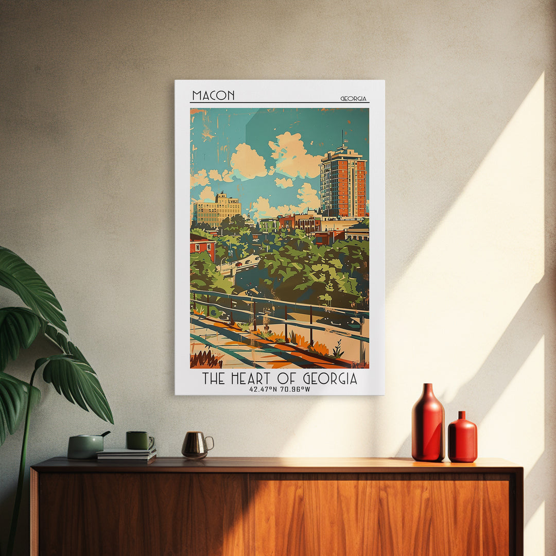 Macon Travel Poster, Canvas Print, Retro Travel Poster, City Wall Art, Gallery Wall Set, Travel Print, Travel Decor, Travel Wall Art