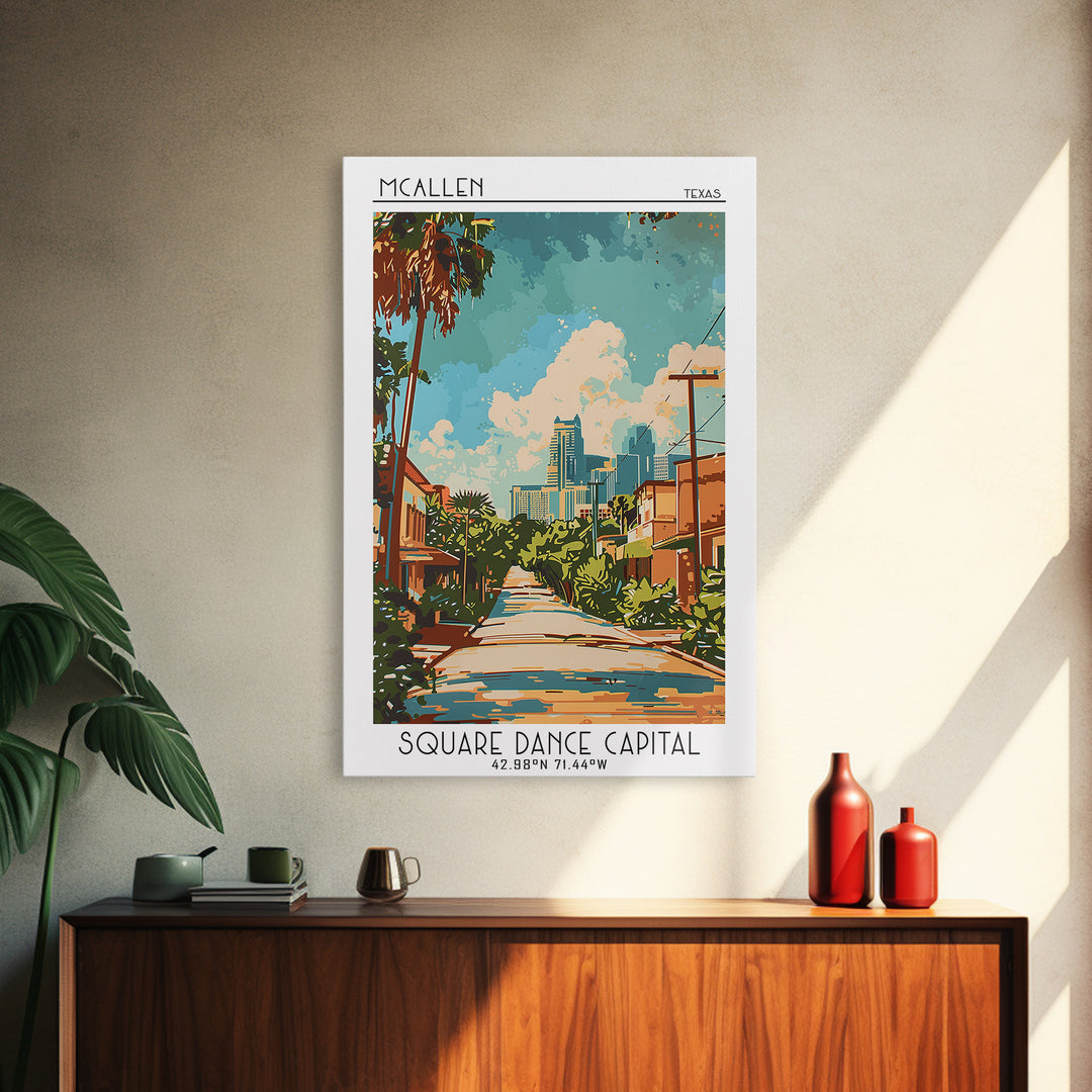McAllen Travel Poster, Framed Canvas Print, City Travel Poster, Travel Wall Decor, Travel Posters, Retro Travel Poster, Poster Print