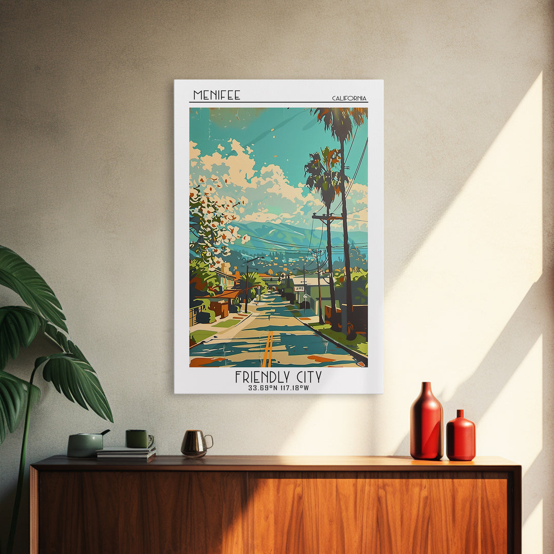 Menifee Travel Poster, Canvas Print, Travel Prints, Landscape Art, Travel Print, Retro Travel Poster, Poster Print, Gallery Wall Set