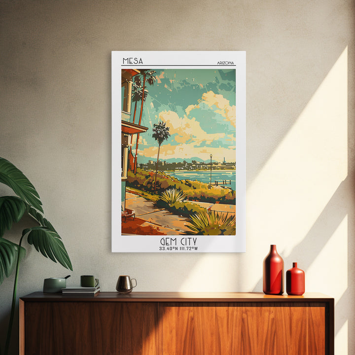 Mesa Arizona Travel Poster, Canvas Print, City Travel Poster, Travel Wall Decor, Watercolor Cityscape, City Wall Art, City Art Print