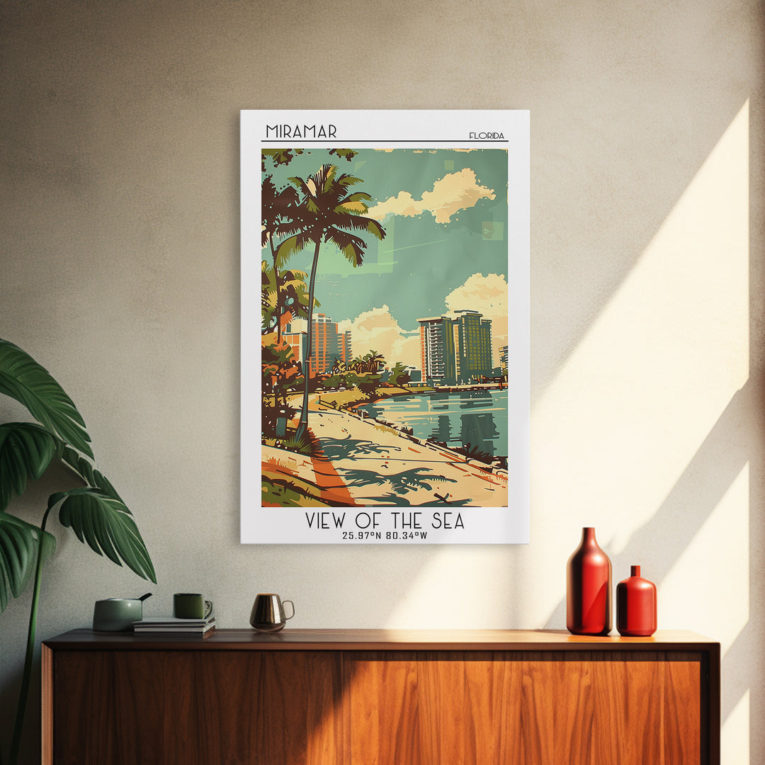 Miramar Travel Poster, Framed Canvas Print, City Travel Poster, Travel Wall Art, Travel Art Print, Vintage Travel Art, Travel Prints