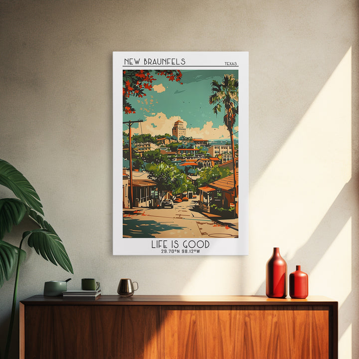 New Braunfels Texas Travel Poster, Framed Canvas Print, Travel Prints, Landscape Art, Fine Art Print, Travel Posters, Vintage Poster