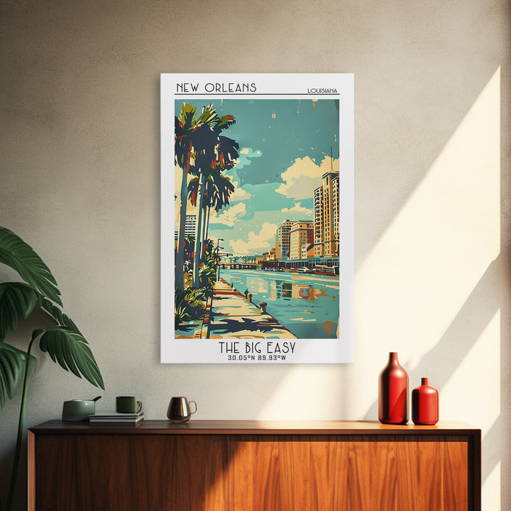 New Orleans Travel Poster, Framed Canvas Print, Vintage Travel Print, City Wall Art, Landscape Art, City Art Print, Travel Art Print