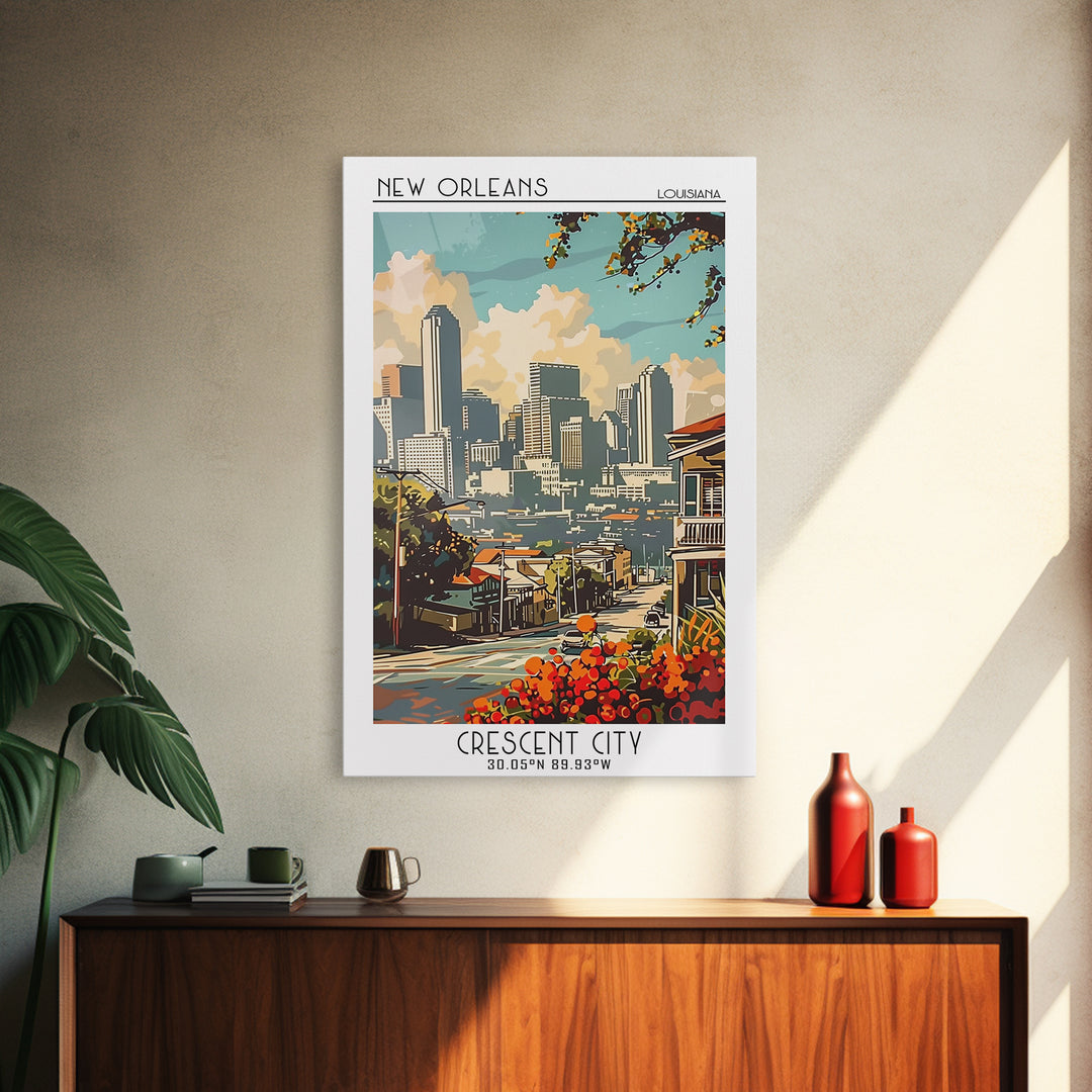 New Orleans Louisiana Travel Poster, Framed Canvas Print, Poster Print, Travel Wall Art, Travel Wall Decor, Home Decor, Travel Decor