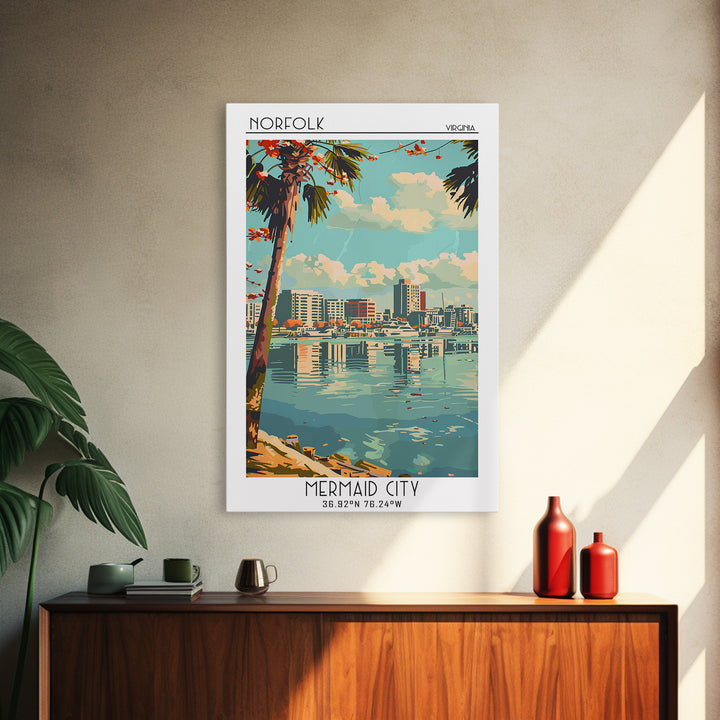 Norfolk Virginia Travel Poster, Canvas Print, City Travel Poster, Travel Wall Art, Home Decor, Wall Art, Travel Prints, Travel Print