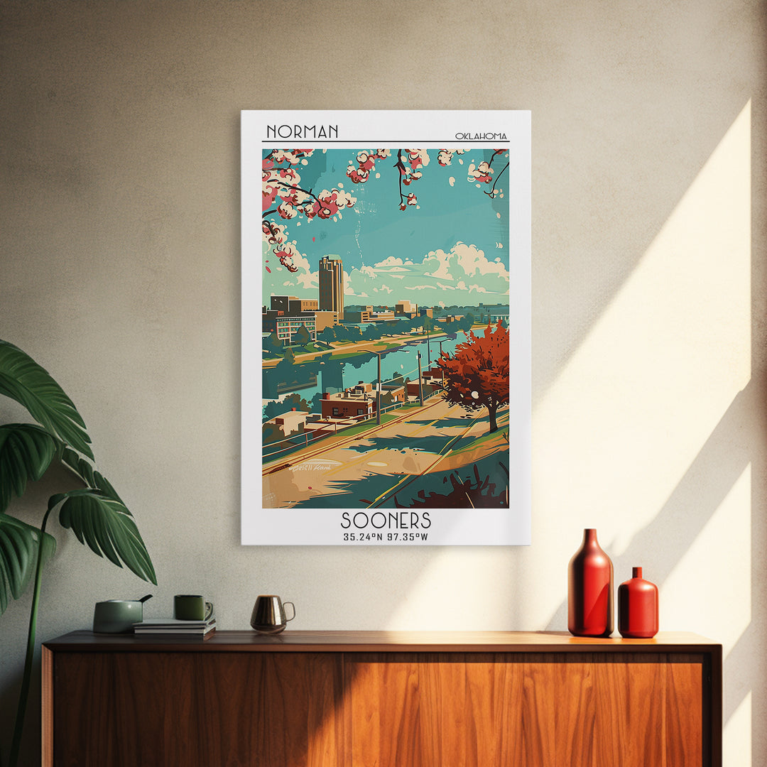 Norman Travel Poster, Framed Canvas Print, City Travel Poster, Travel Wall Art, Travel Prints, City Wall Art, Travel Print, Wall Art