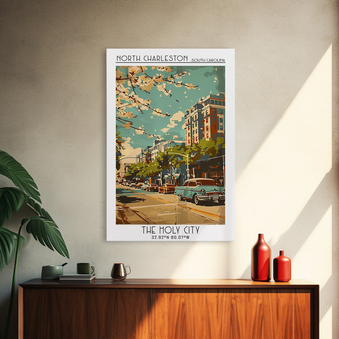 North Charleston Travel Poster, Framed Canvas Print, City Travel Poster, Travel Wall Decor, Poster Art, Poster Print, City Art Print