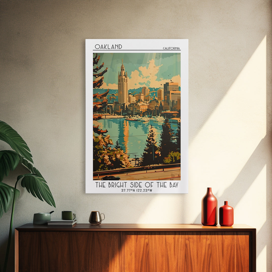 Oakland California Travel Poster, Canvas Print, Travel Art Print, Modern Wall Decor, Retro Wall Art, Mid Century Wall Art, Art Print