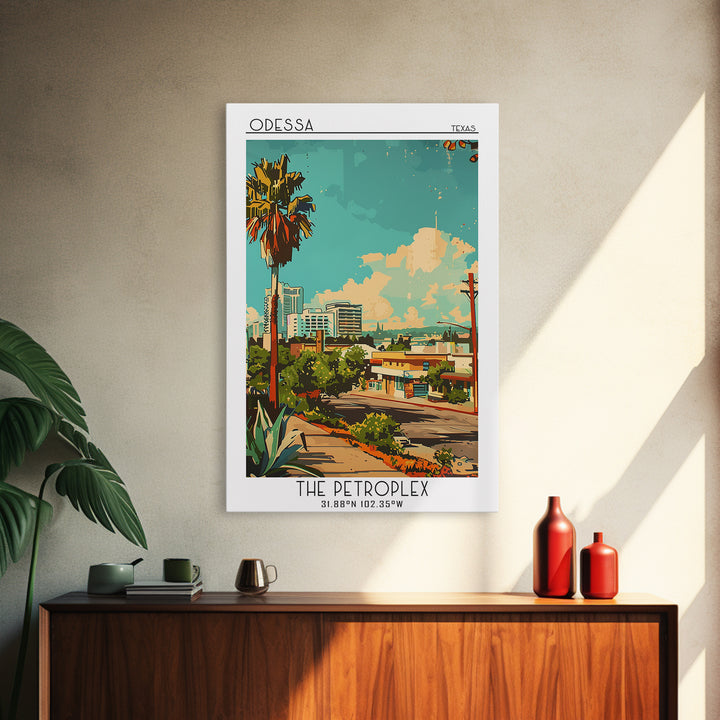 Odessa Travel Poster, Framed Canvas Print, City Travel Poster, Travel Wall Art, Wall Art, Mid Century Wall Art, Living Room Wall Art
