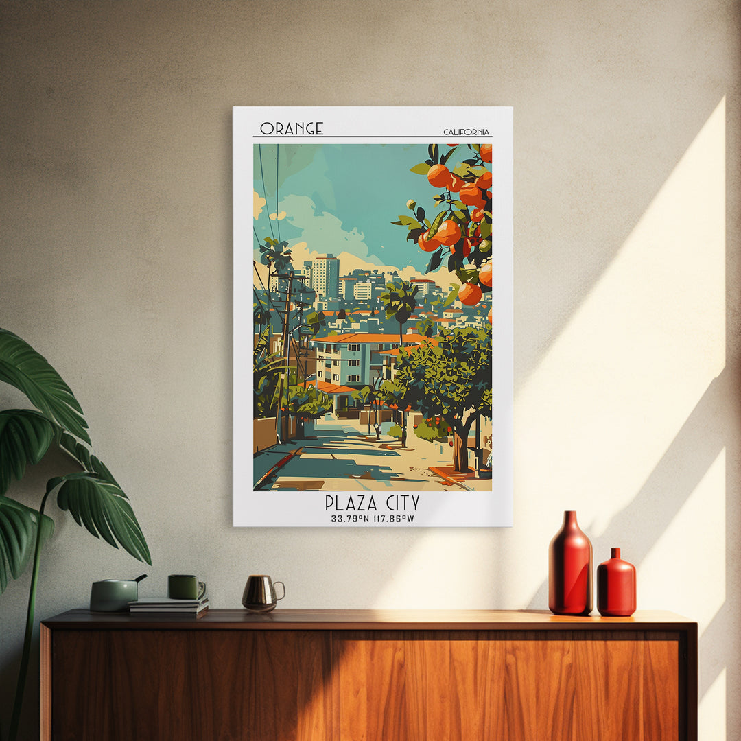 Orange Travel Poster, Canvas Print, Travel Wall Art, City Wall Art, Poster Print, Gallery Wall Set, Travel Art Print, Vintage Travel