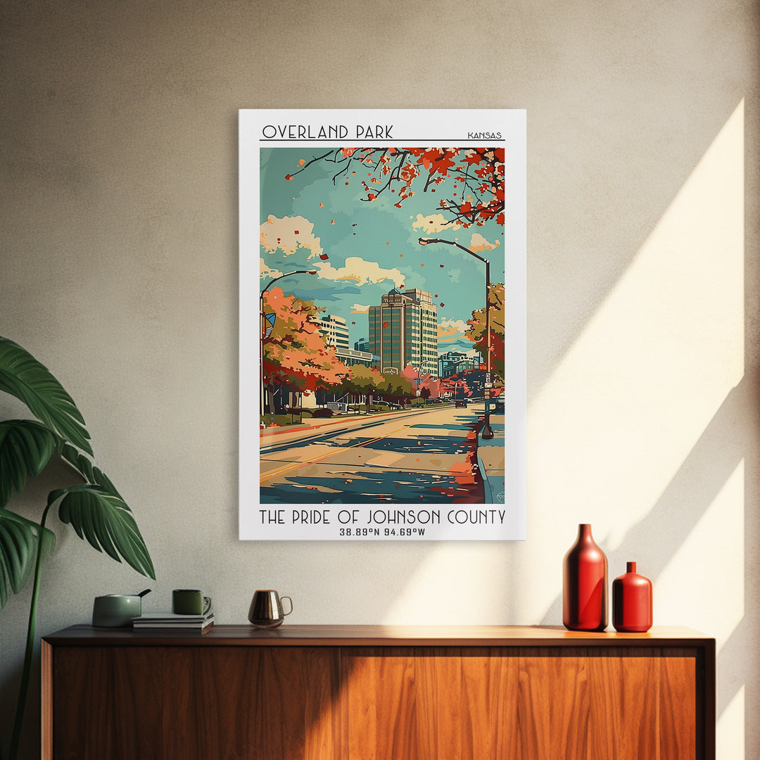 Overland Park Travel Poster, Canvas Print, Travel Wall Art, City Wall Art, Poster Art, Modern Wall Decor, Home Decor, Retro Wall Art