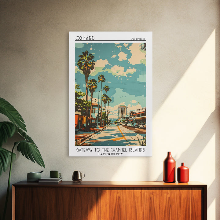 Oxnard Travel Poster, Framed Canvas Print, City Travel Poster, Vintage City Poster, Vintage Posters, City Illustration, Poster Print