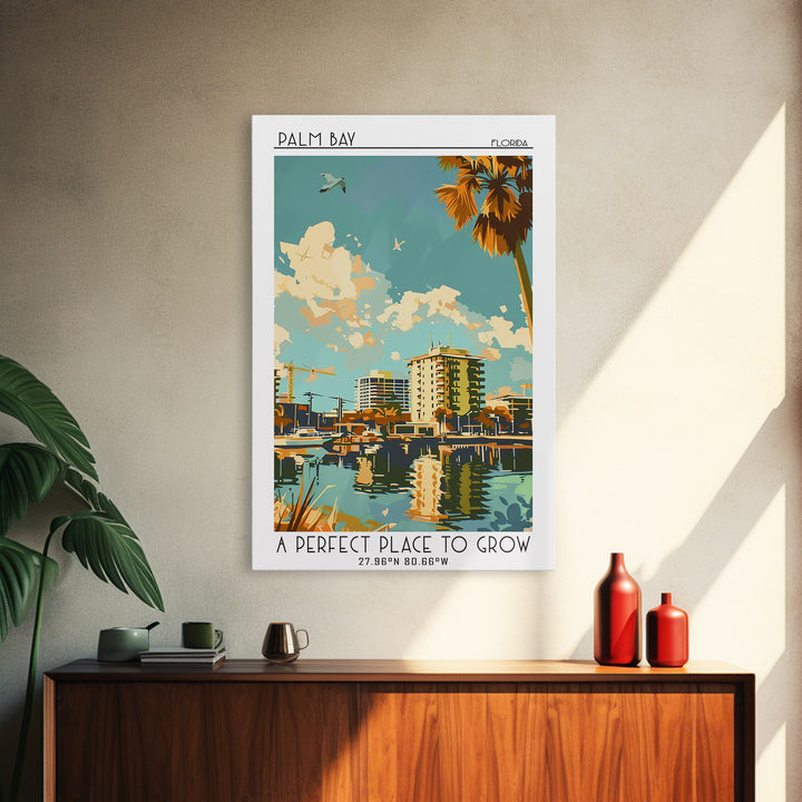 Palm Bay Florida Travel Poster, Canvas Print, Retro Wall Art, Travel Print, Vintage City Poster, Vintage Travel Print, City Wall Art
