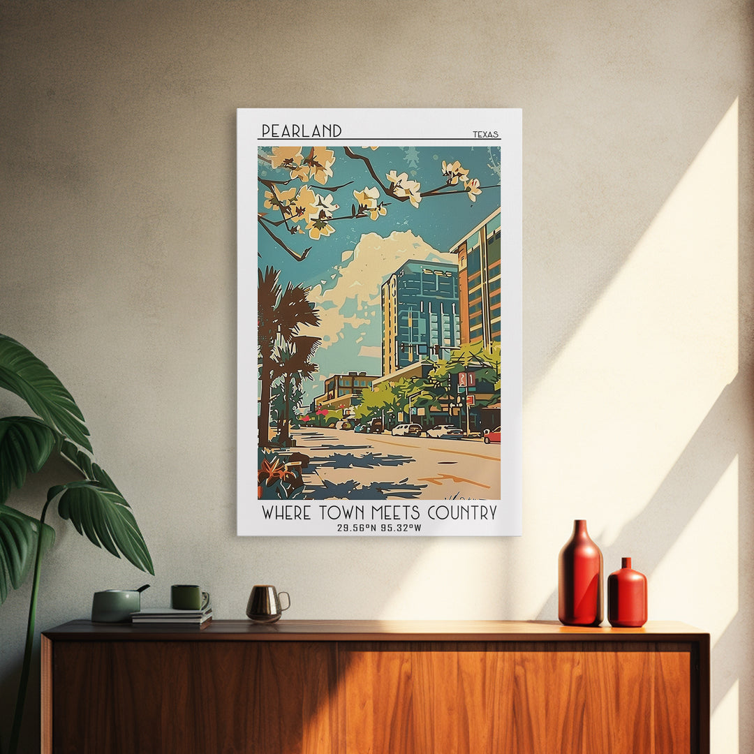 Pearland Travel Poster, Framed Canvas Print, Poster Print, Travel Wall Art, Vintage Posters, Vintage Travel Print, City Illustration