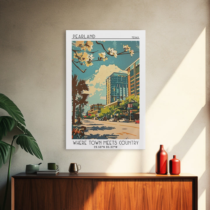 Pearland Travel Poster, Framed Canvas Print, Poster Print, Travel Wall Art, Vintage Posters, Vintage Travel Print, City Illustration