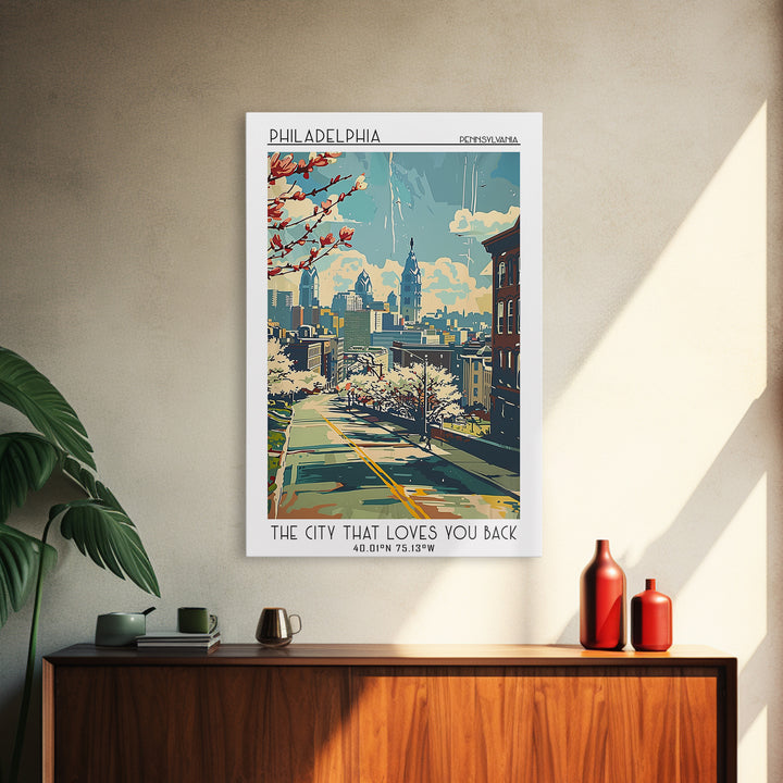 Philadelphia Travel Poster, Canvas Print, City Travel Poster, Vintage City Poster, Travel Prints, Mid Century Wall Art, Poster Print