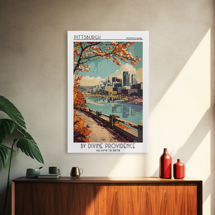 Pittsburgh Travel Poster, Canvas Print, City Travel Poster, Travel Wall Art, Vintage Travel Art, Gallery Wall Set, Minimalist Poster