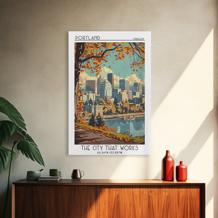 Portland Oregon Travel Poster, Canvas Print, City Travel Poster, Travel Wall Art, Poster Print, City Illustration, Travel Wall Decor