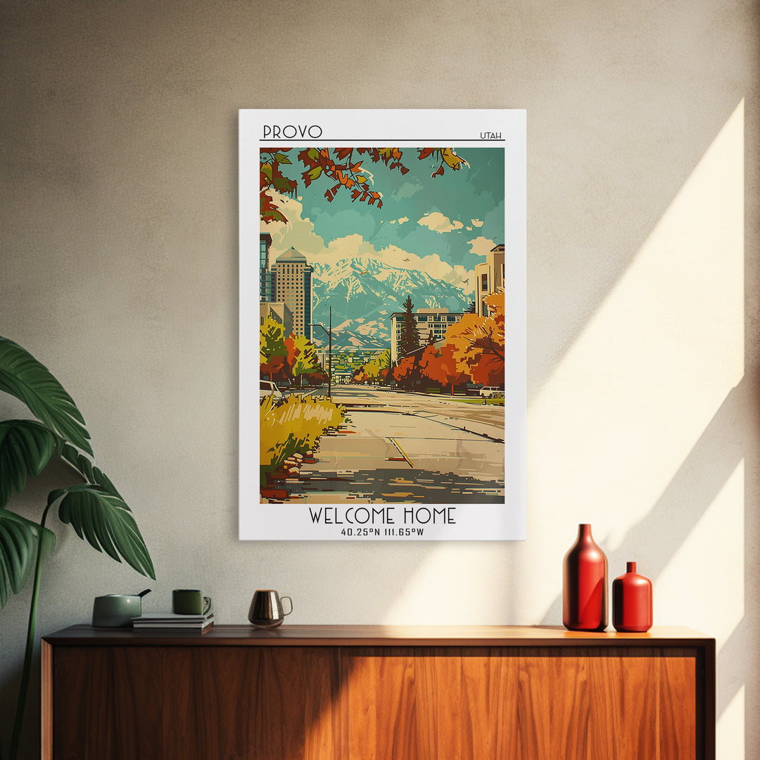 Provo Utah Travel Poster, Framed Canvas Print, City Travel Poster, Vintage City Poster, Retro Travel Print, Poster Art, Travel Print