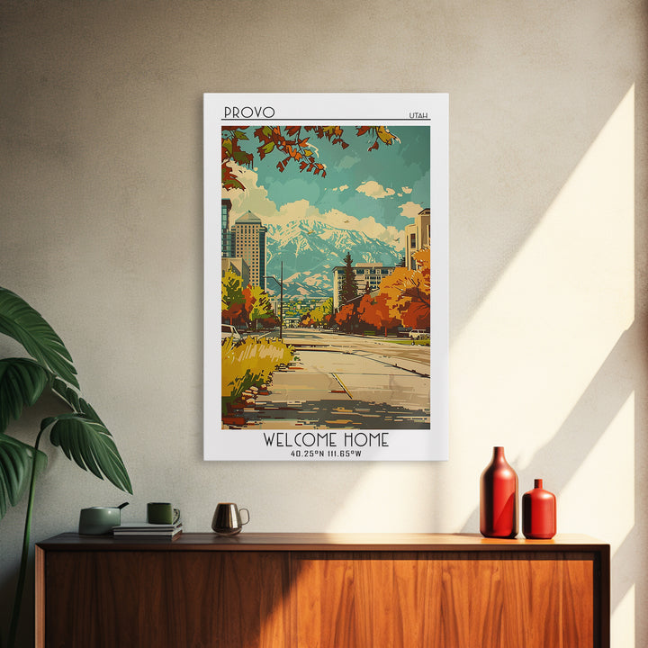 Provo Utah Travel Poster, Framed Canvas Print, City Travel Poster, Vintage City Poster, Retro Travel Print, Poster Art, Travel Print