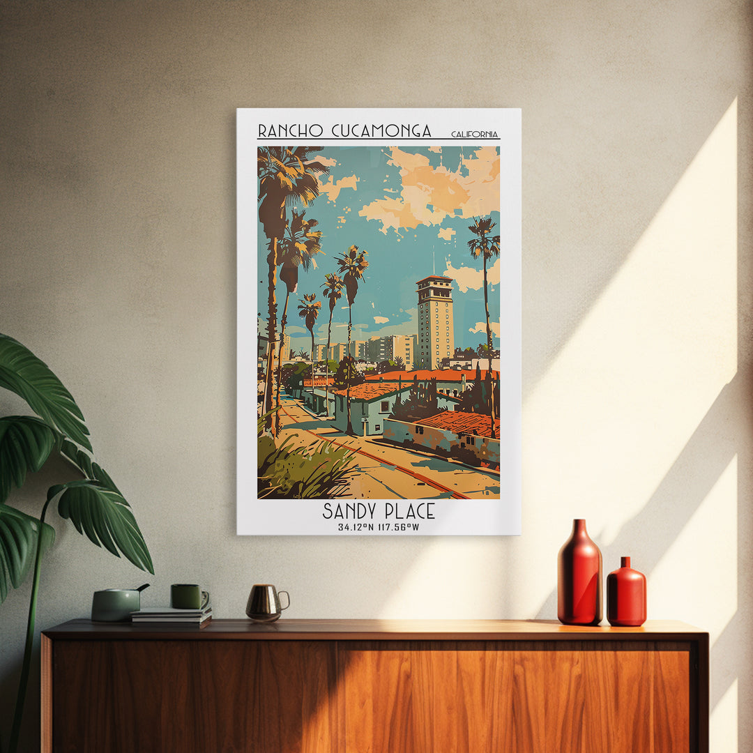 Rancho Cucamonga Travel Poster, Canvas Print, Vintage Travel Print, City Wall Art, Fine Art Print, City Illustration, Travel Posters