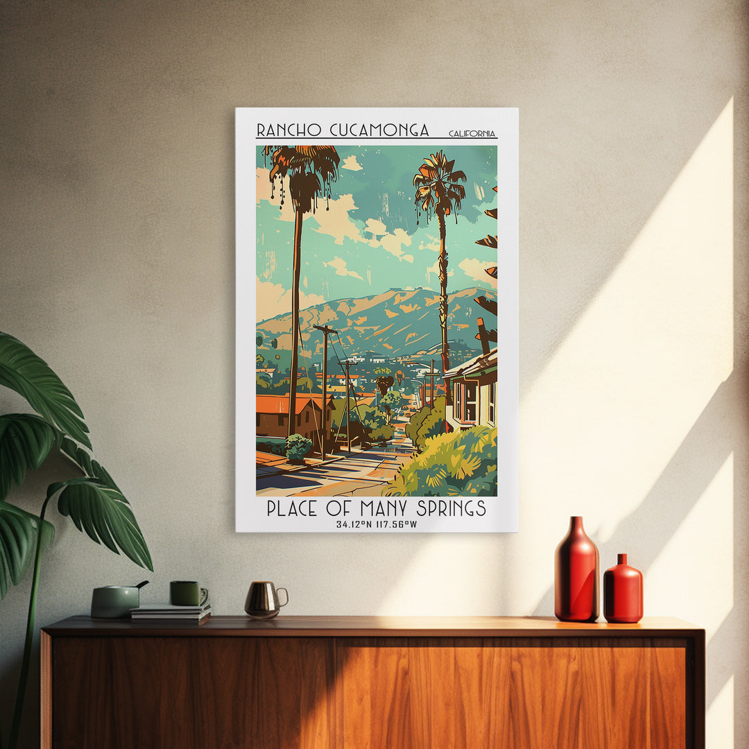 Rancho Cucamonga California Travel Poster, Framed Canvas Print, City Travel Poster, Vintage City Poster, Travel Prints, Travel Print