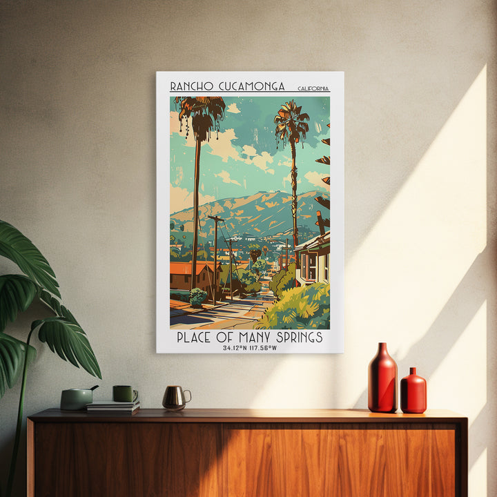 Rancho Cucamonga California Travel Poster, Framed Canvas Print, City Travel Poster, Vintage City Poster, Travel Prints, Travel Print