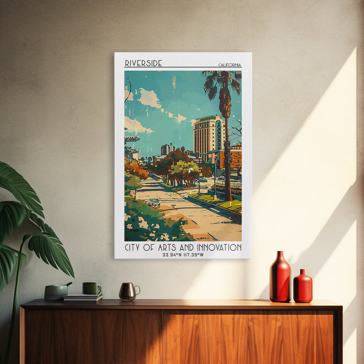 Riverside Travel Poster, Canvas Print, Retro Wall Art, Travel Print, Wall Art, Retro Travel Poster, Colorful Wall Art, Landscape Art