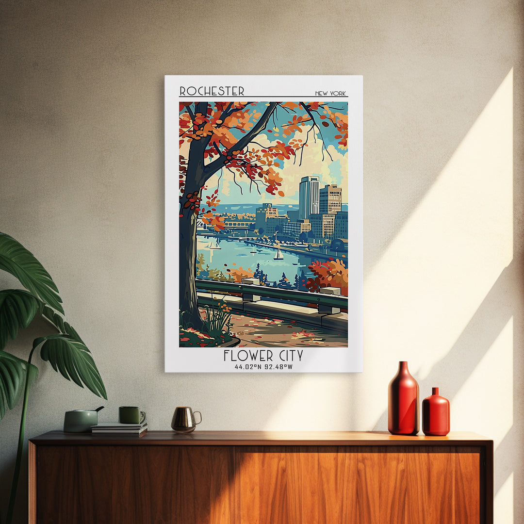 Rochester New York Travel Poster, Canvas Print, Vintage Travel Print, City Wall Art, Vintage Posters, Travel Art Print, Travel Print