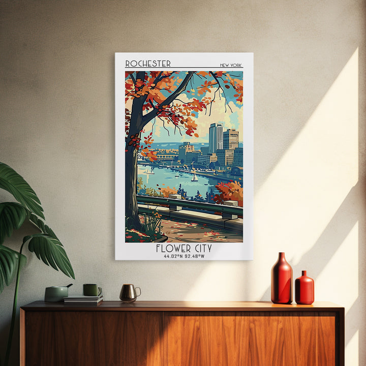 Rochester New York Travel Poster, Canvas Print, Vintage Travel Print, City Wall Art, Vintage Posters, Travel Art Print, Travel Print